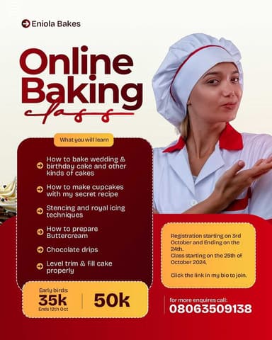 Online baking class
